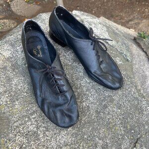 Giordano Leo Vintage Black Leather Women's Tap Shoes Lace Up Size 10